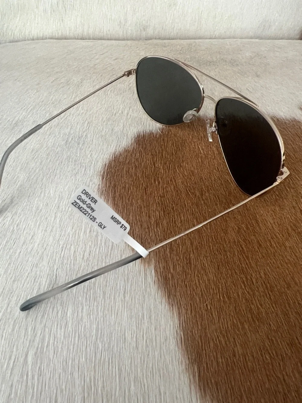 Z Supply Driver  Aviator Sunglasses - Gold Frame with Gray Lenses MSRP $79